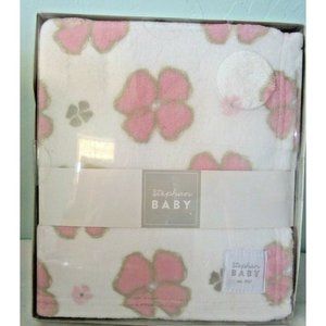 Stephan Baby Playful Posies Pink Pansy Flowers Fleece Baby Blanket 30" X 40" New